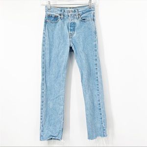 Levi’s Wedgie Straight Jeans High Rise Button Fly Raw Hem